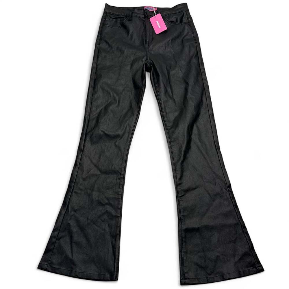 Edikted Black Leather Flare Pants In Style Linda Brand New With Tag Size M